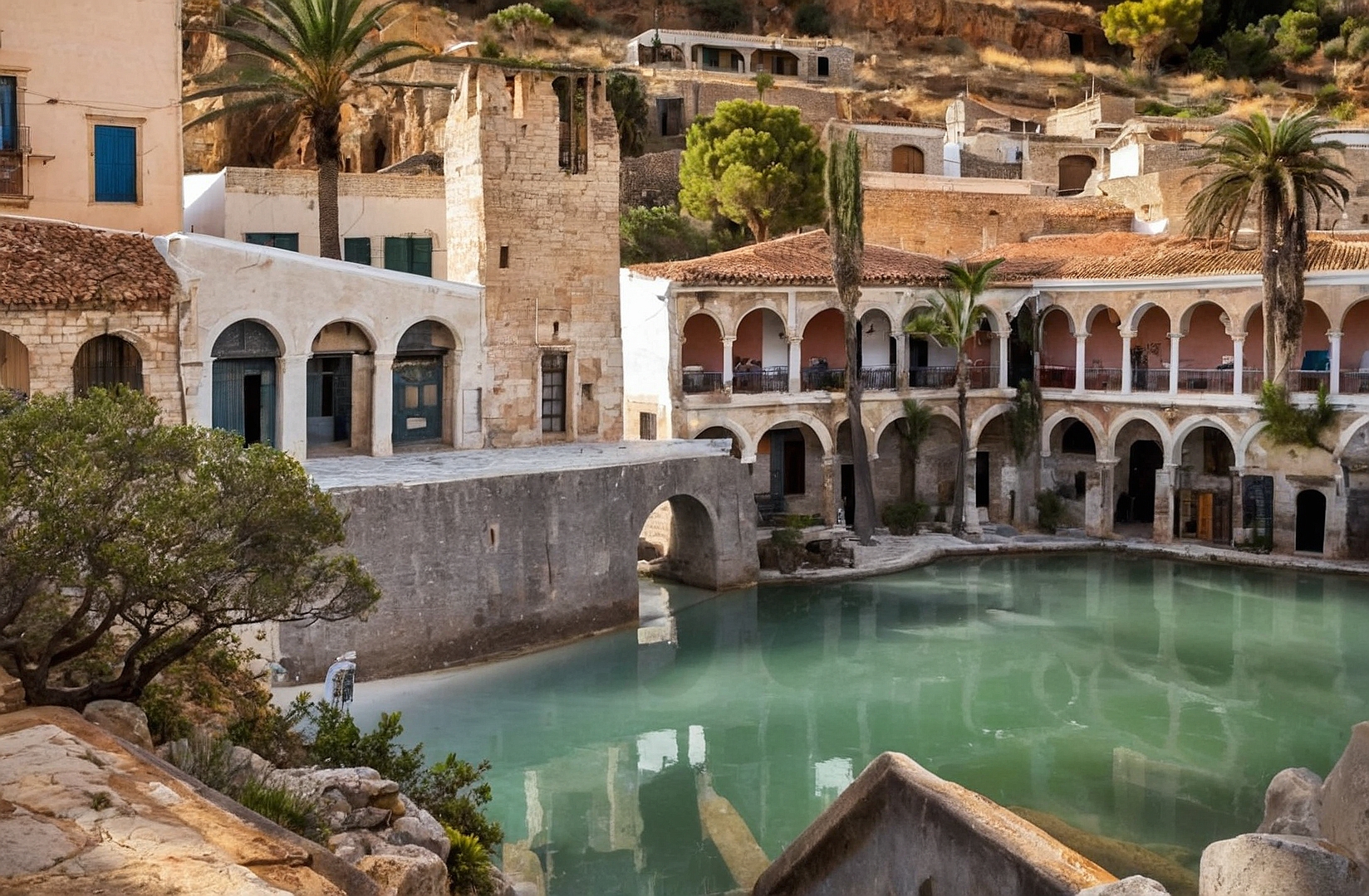 Guía mostrando la ciudad.